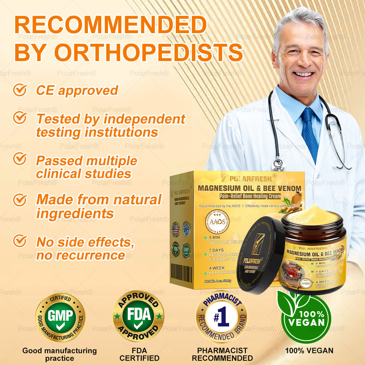 💧🐝PolarFresh® Magnesium Oil & Bee Venom Pain-Relief Bone Healing Cream👨‍⚕️Approved by the American Academy of Orthopaedic Surgeons (AAOS)