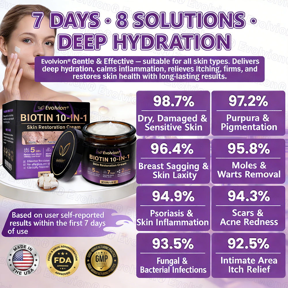 Made and Shipped from USA ✨Evolvion® Biotin 10-in-1 Skin Restoration Cream 🍀