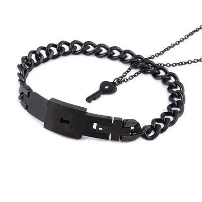 Couple Loyalty Bracelet & Key Necklace Secret Key Couple Bracelets Exclusive Love Lock Bracelets Lock & Unlock Your Love Set Couple Loyalty Key Bracelet