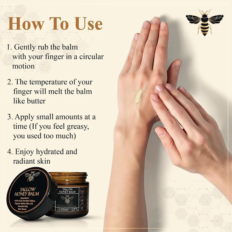 🏆Flash Sale⚡ 50K+ SOLD! Almost Gone-💥⏰Organic Grass-Fed Beef Tallow Balm with Raw Honey🔥