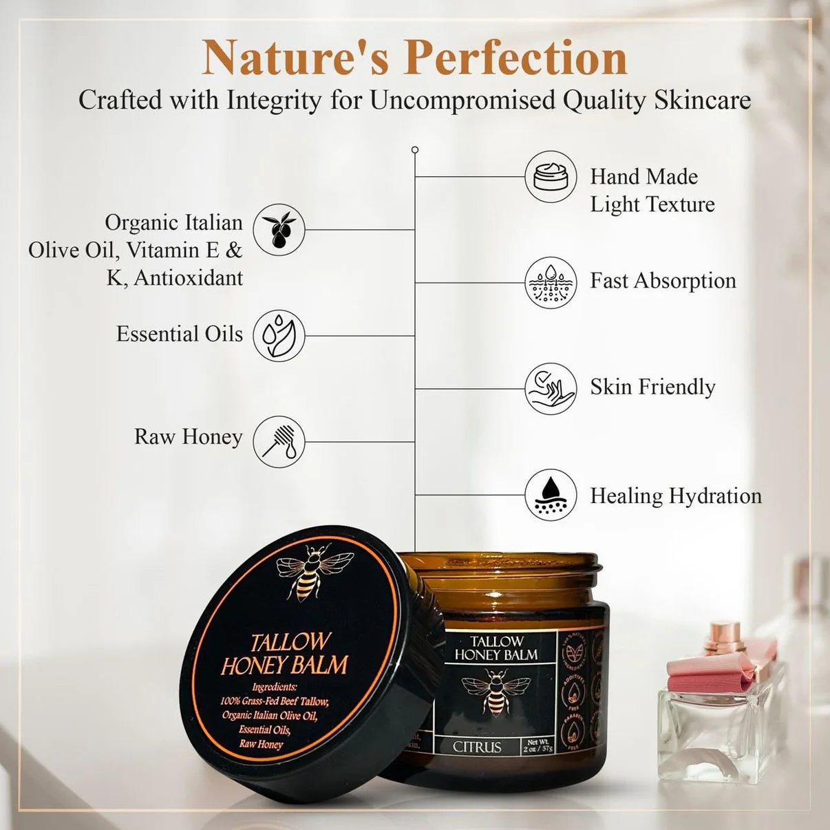 🏆Flash Sale⚡ 50K+ SOLD! Almost Gone-💥⏰Organic Grass-Fed Beef Tallow Balm with Raw Honey🔥