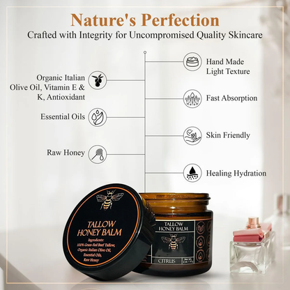 🏆Flash Sale⚡ 50K+ SOLD! Almost Gone-💥⏰Organic Grass-Fed Beef Tallow Balm with Raw Honey🔥