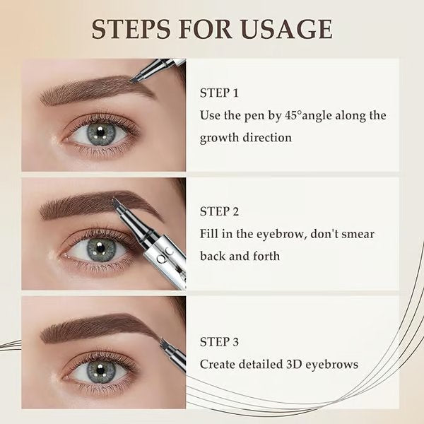 🔥3D Waterproof Eyebrow Pen 4 Fork Tip water eyebrow Pencil